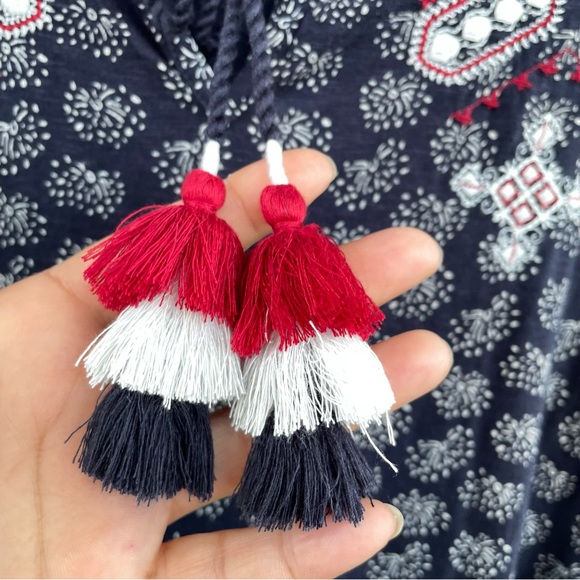 Lane Bryant Womens Shirt Tee Blue Embroidered Tassel Firework Plus Size 22/24 - Picture 8 of 11